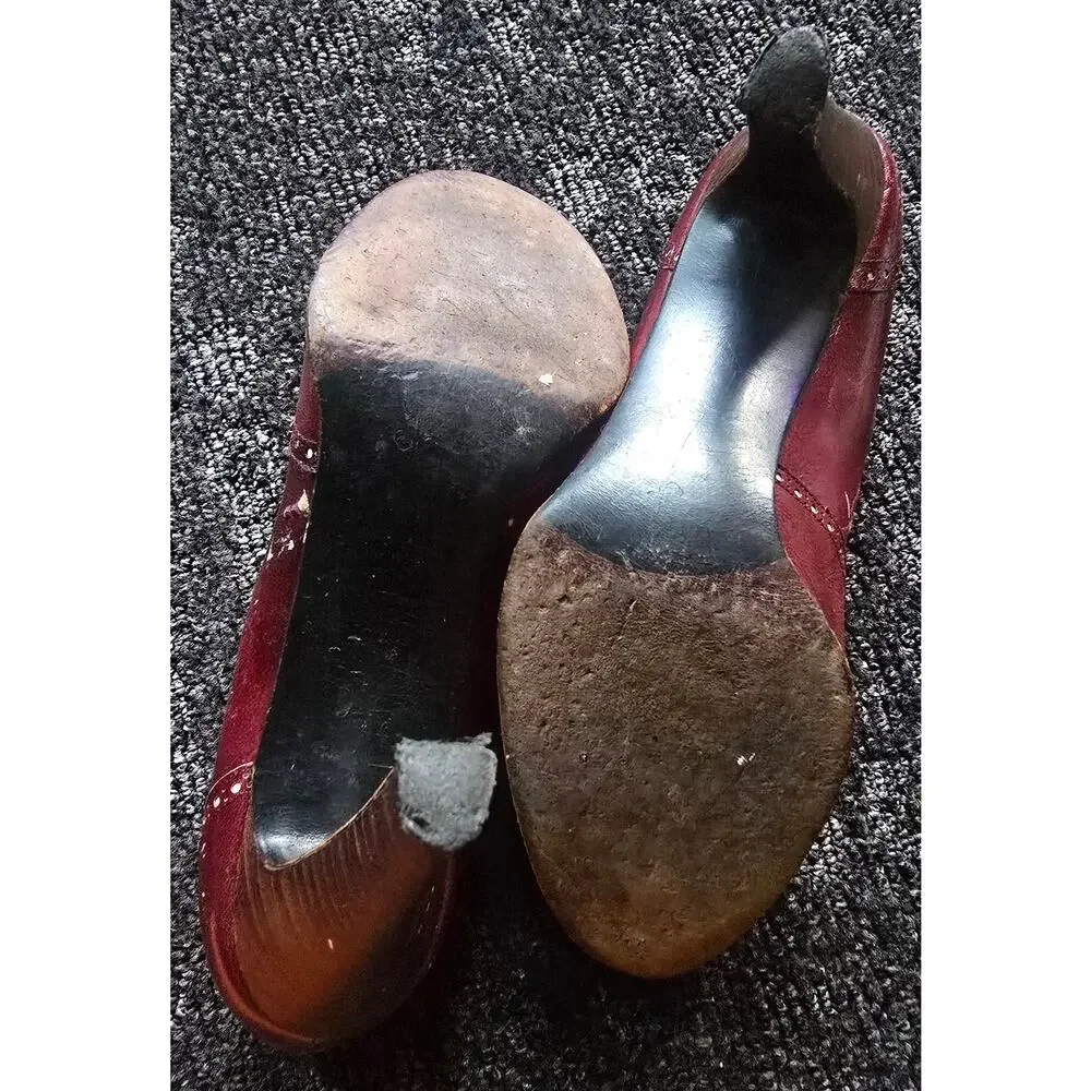 Vintage 70s 80s Smyth Bros Oxblood Wingtip Heeled Oxfords Brogue Pumps